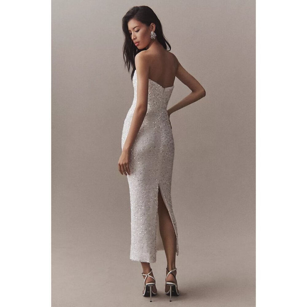 HELSI Leslie Strapless Sequin Column Midi Dress in White Size Large NWT - Picture 2 of 15